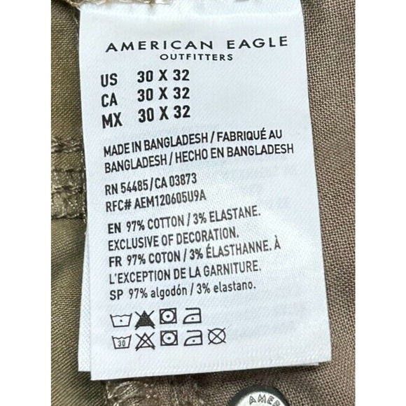 American Eagle Pants Mens 30X32 Tan Actual 30X31 Flex Soft Twill Straight NWT - Picture 6 of 8